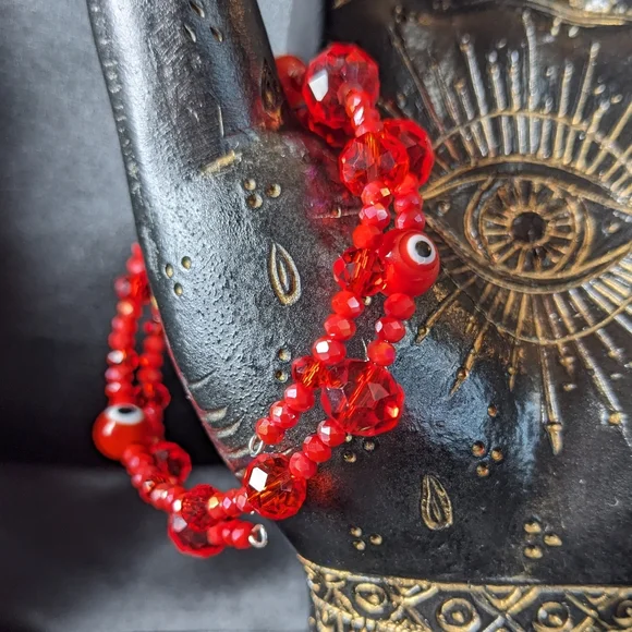 Red Good Luck Evil Eye Protection Amulet Bracelet Sparkly Handmade Abundance - Picture 3 of 10
